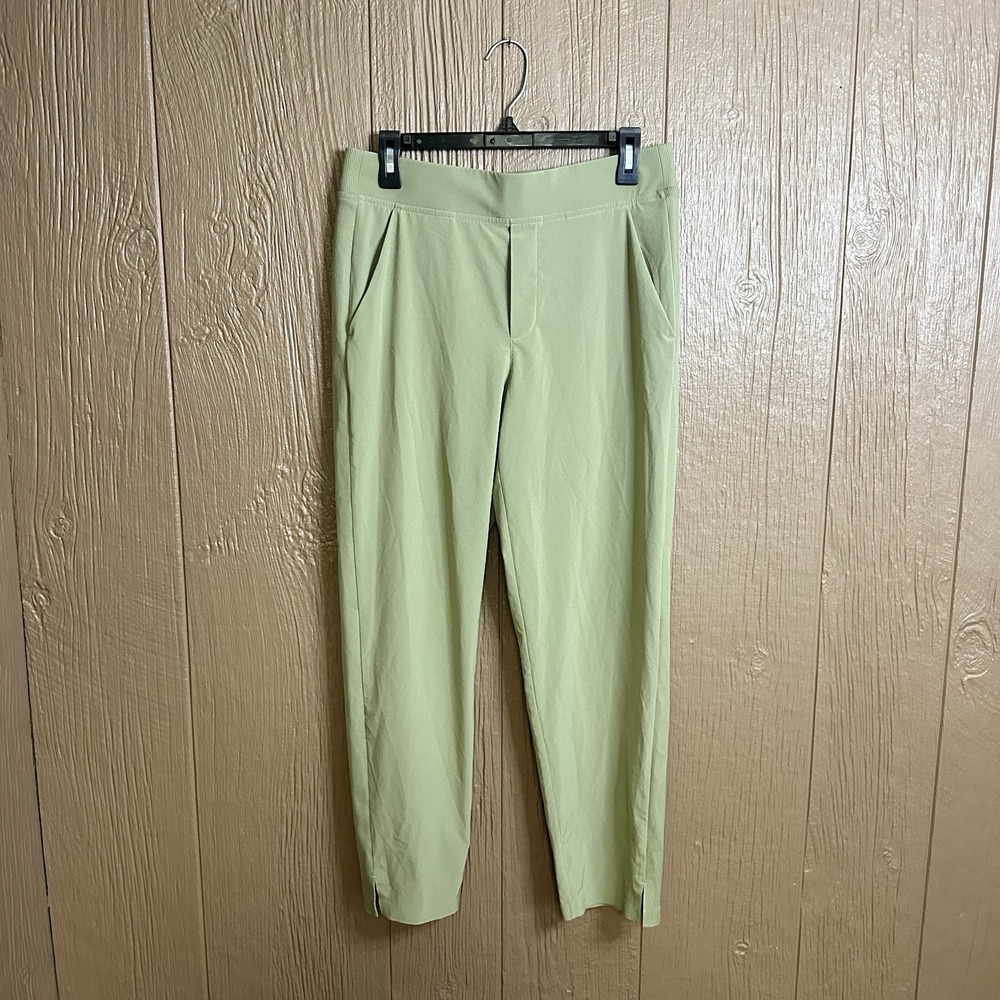 Athleta Brooklyn Ankle Pants Women's Sz 8 Stretch Side Ribbed High Rise Green